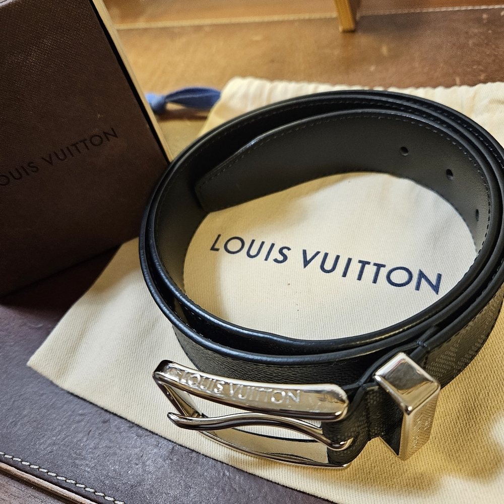 Louis Vuitton Men's Damier Graphite Belt 95cm, Size 38 - Picture 3 of 8